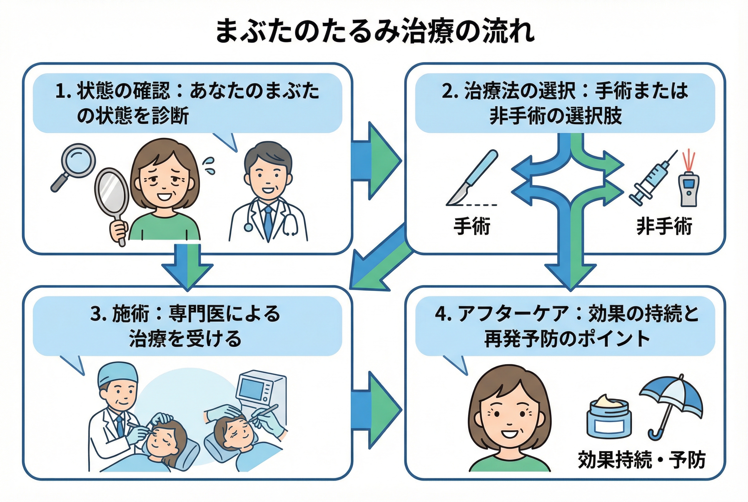 まぶたのたるみ治療後の効果とリスク・アフターケア
