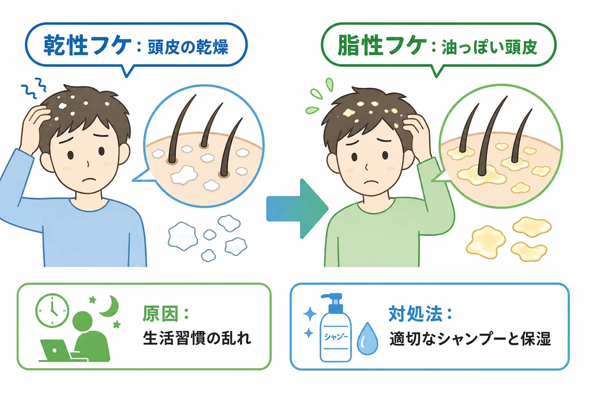 フケの種類と脂漏性皮膚炎との関係