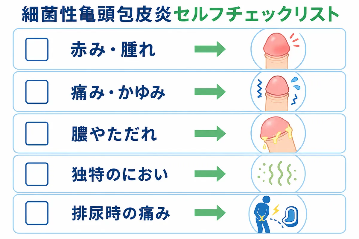 これって細菌性亀頭包皮炎？症状セルフチェックリスト