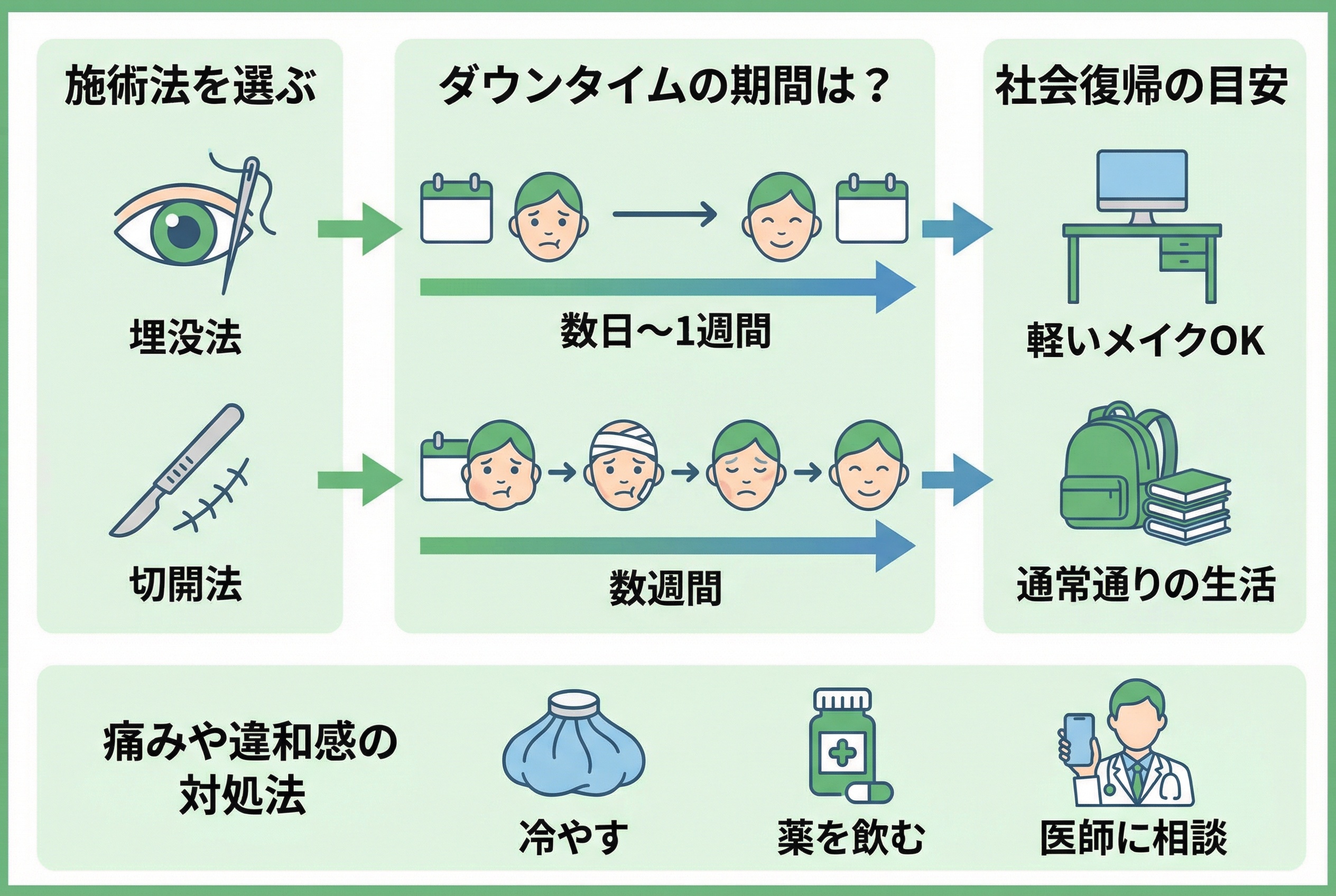 二重整形のダウンタイム期間と腫れの経過