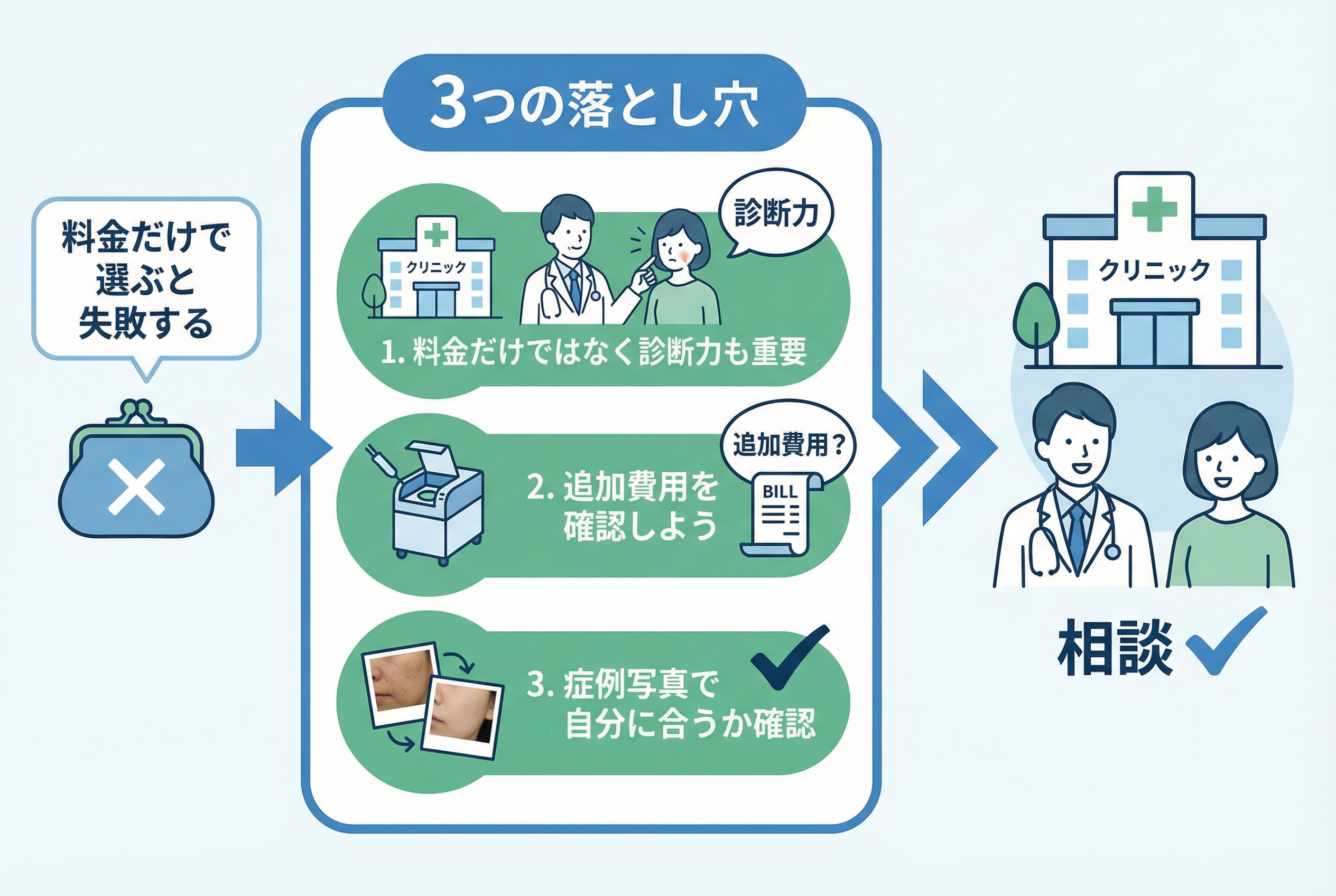 料金だけで選ぶと失敗する?しみ取りクリニック選び「3つの落とし穴」