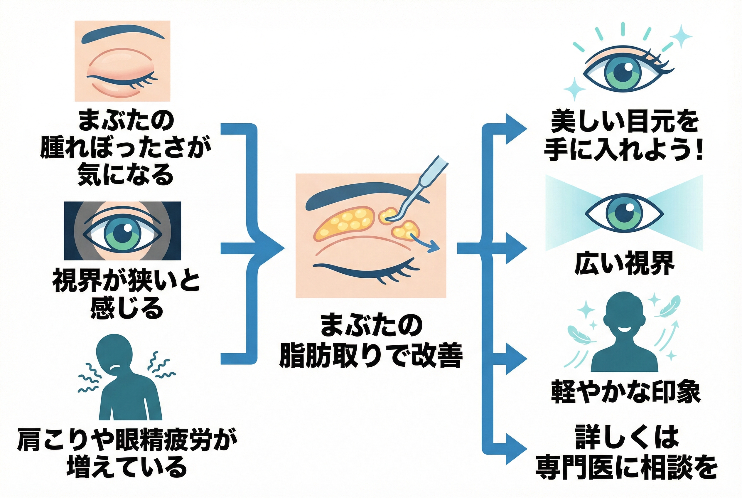 まぶたの脂肪取りの種類とダウンタイム・費用の目安