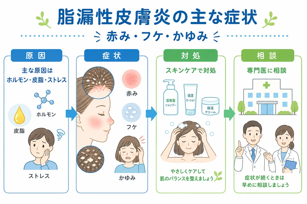 脂漏性皮膚炎とは？症状と主な原因