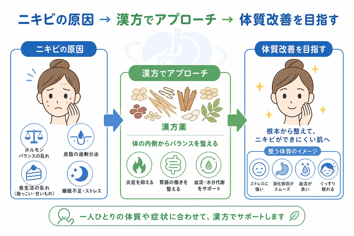 漢方医学から見たニキビの原因と体質【タイプ別診断】