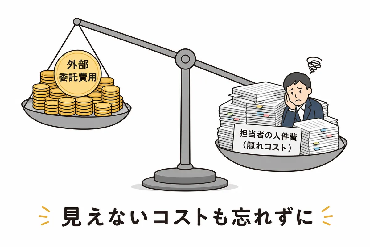 外部委託との比較で見落としがちな「自社実施」の隠れコストとは？