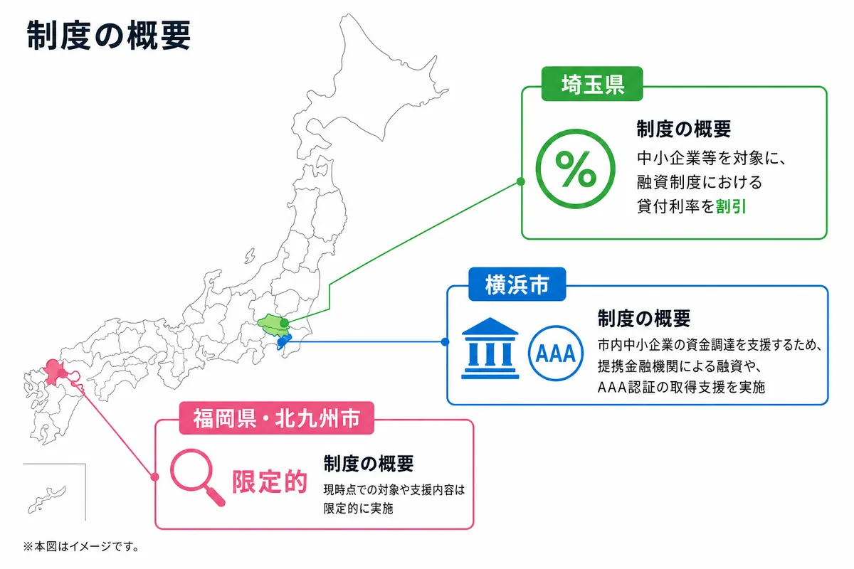自治体の認定による金融優遇制度3選【横浜・埼玉・福岡】