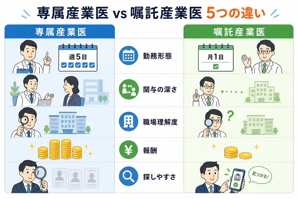 【一覧比較】専属産業医と嘱託産業医の5つの違い