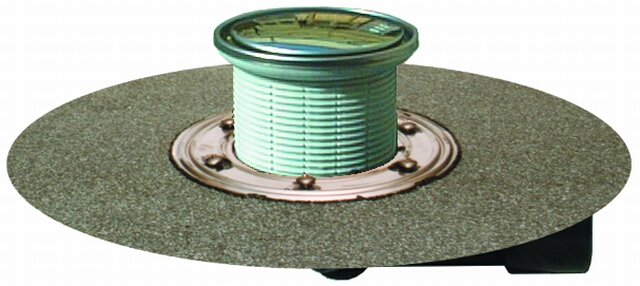 Balkon- und Terrassenablauf DN50/75 drehbar mit Bitumenmanschette und frostsicherer Geruchsklappe, Aufsatz RUND d 131mm / d 112mm – HL Hutterer & Lechner Produkt