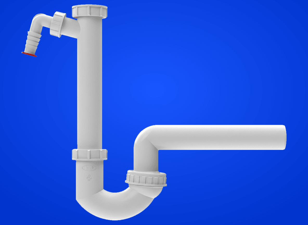 Siphon DN40x6/4" mit Kugelgelenk und Waschgeräte-Anschluss
