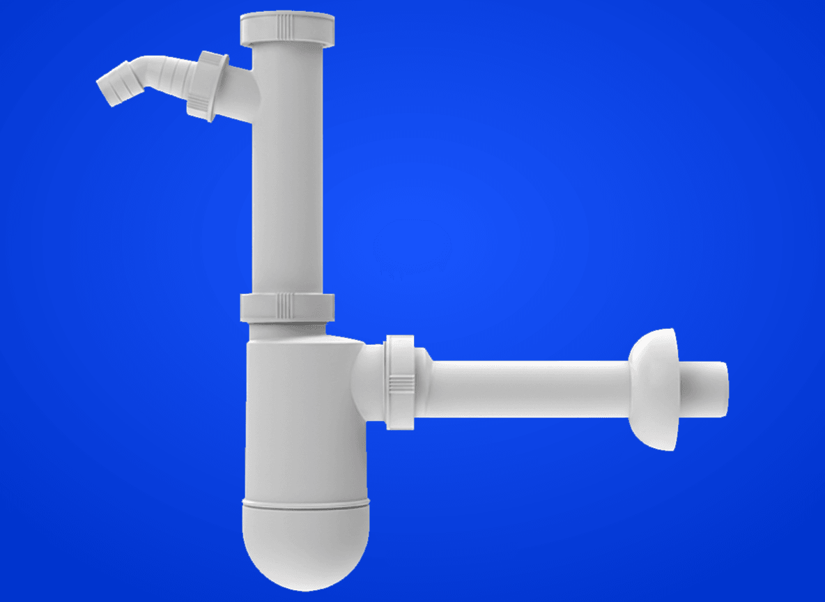 Waschtisch-Siphon DN32x5/4" mit Waschgeräte-Anschluss und Rosette