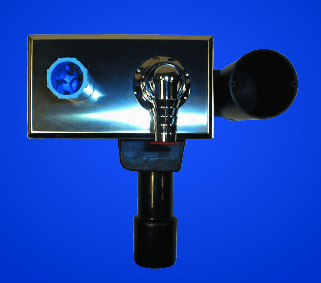 Waschgeräte-UP-Siphon DN40/50 mit integriertem Wasseranschluss und UP-Elektrovorbereitung - 180x100mm
