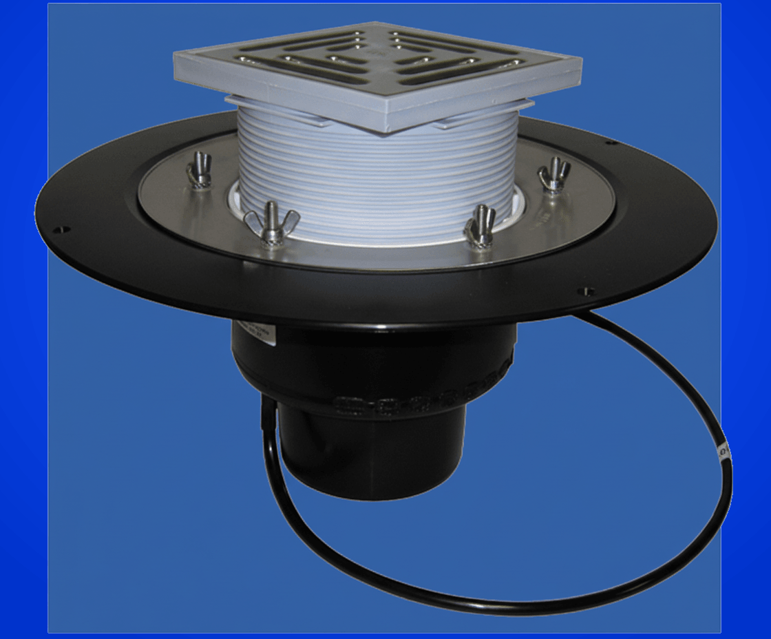 Dachablauf DN110 mit Klemmelement und Heizung (10-30W/230V). Begehbar - 148x148mm / 137x137mm