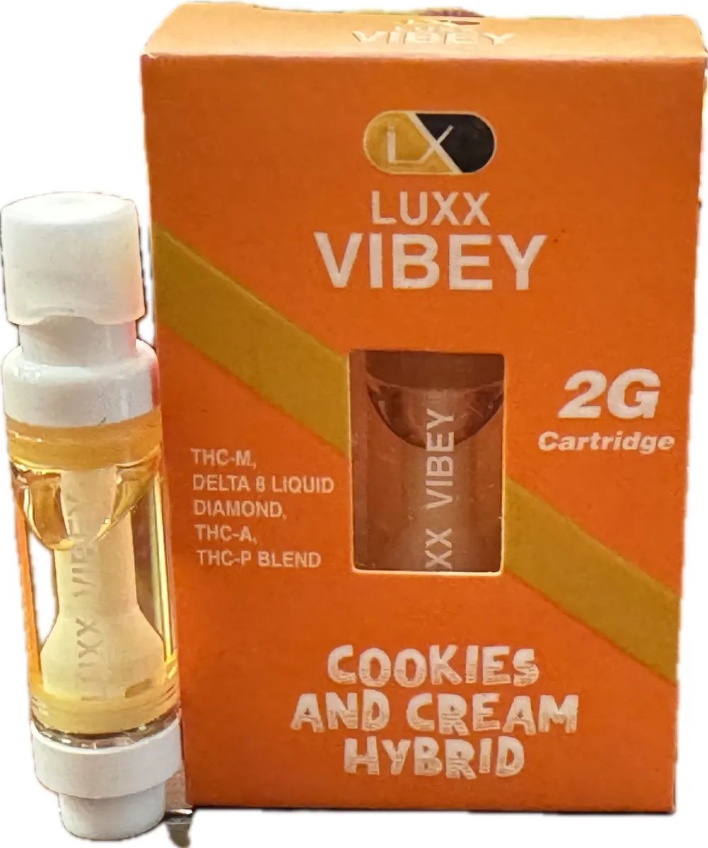 Luxx Vibey THCA-Delta 8 liquid Crystal 2g Cartridge-Cookies And Cream