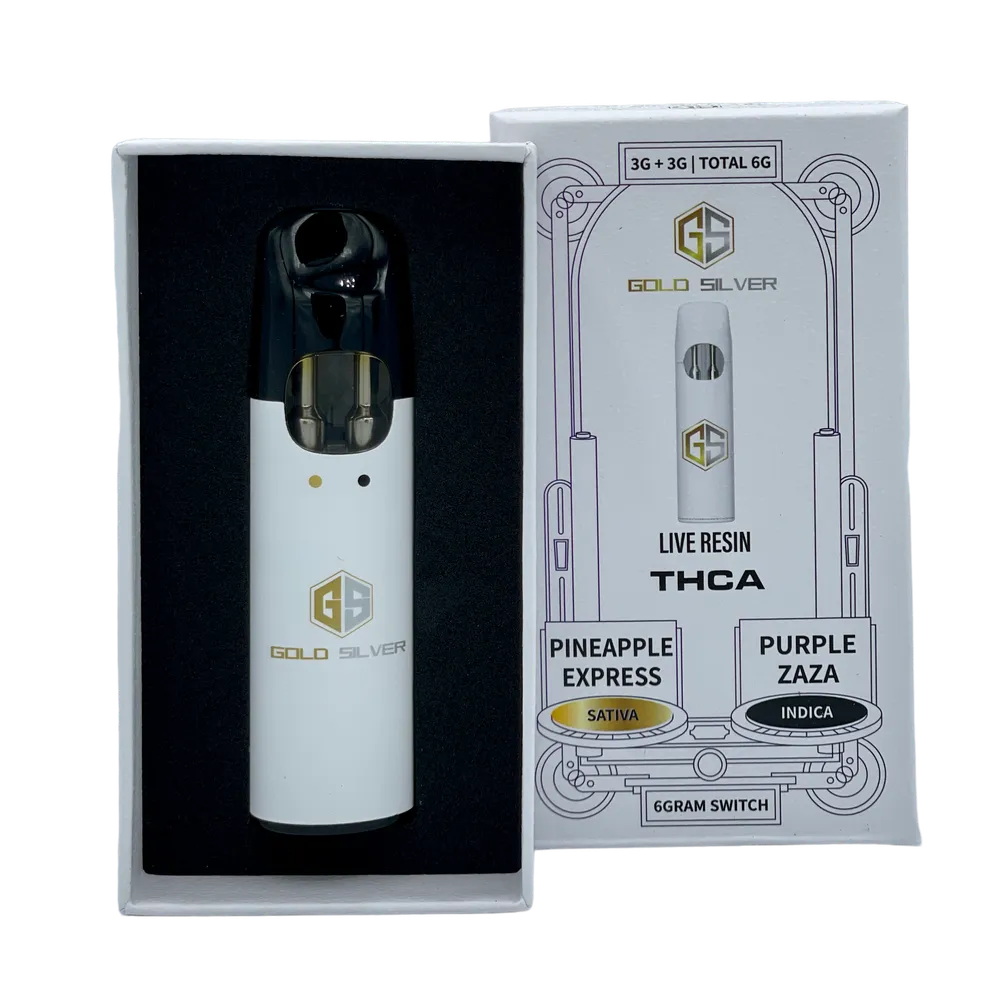 Product image 1 of 1 for Gold Silver THC-A 6g Switch Disposable-Pineapple E press-Purple Zaza