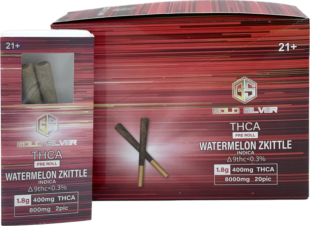 Gold Silver THC-A Pre Roll 2 Pack -Watermelon Zkittle (Indica)
