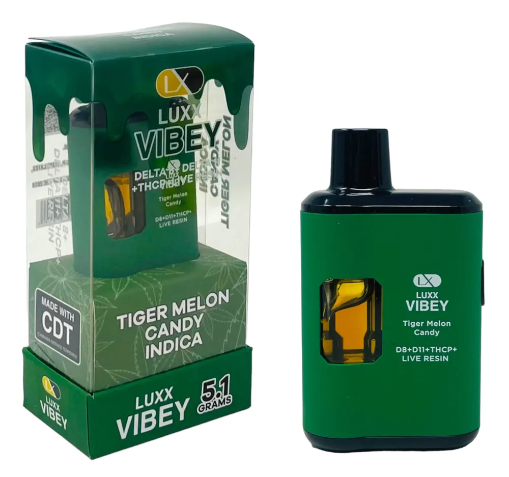 Luxx Vibey 5g Delta 8 Delta 11 THCP Live Resin Tiger Melon Candy | Indica: Tiger Melon Candy