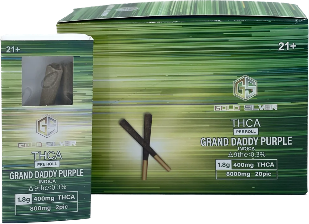 Gold Silver THC-A Pre Roll 2 Pack - Grand Daddy Purple ( Indica) | Indica: Grand Daddy Purple