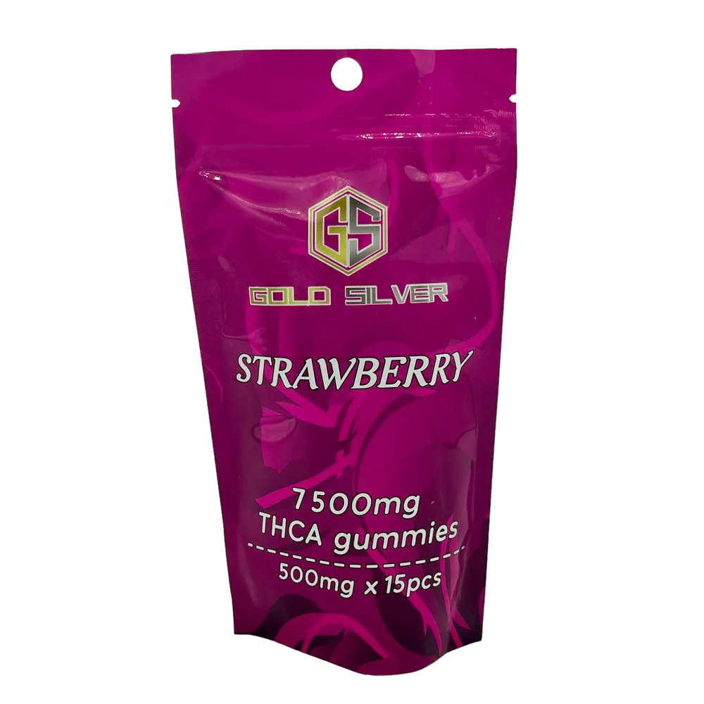 Gold Silver THCA Gummies 7500mg Bag - Strawberry