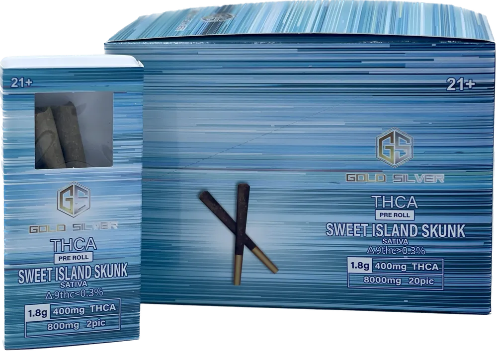 Gold Silver THC-A Pre Roll 2 Pack -Sweet Island Skunk) (Sativa) | Sativa: Sweet Island Skunk