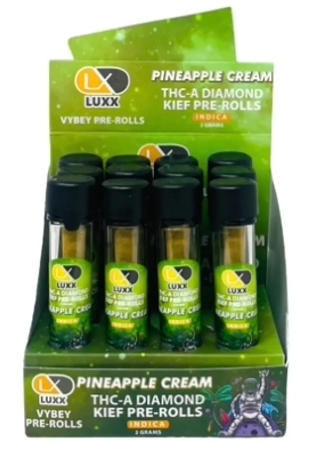 Luxx Vibey THC A Diamond Kief 12 Pre Rolls- Pineapple Cream | 2g: Pineapple Cream