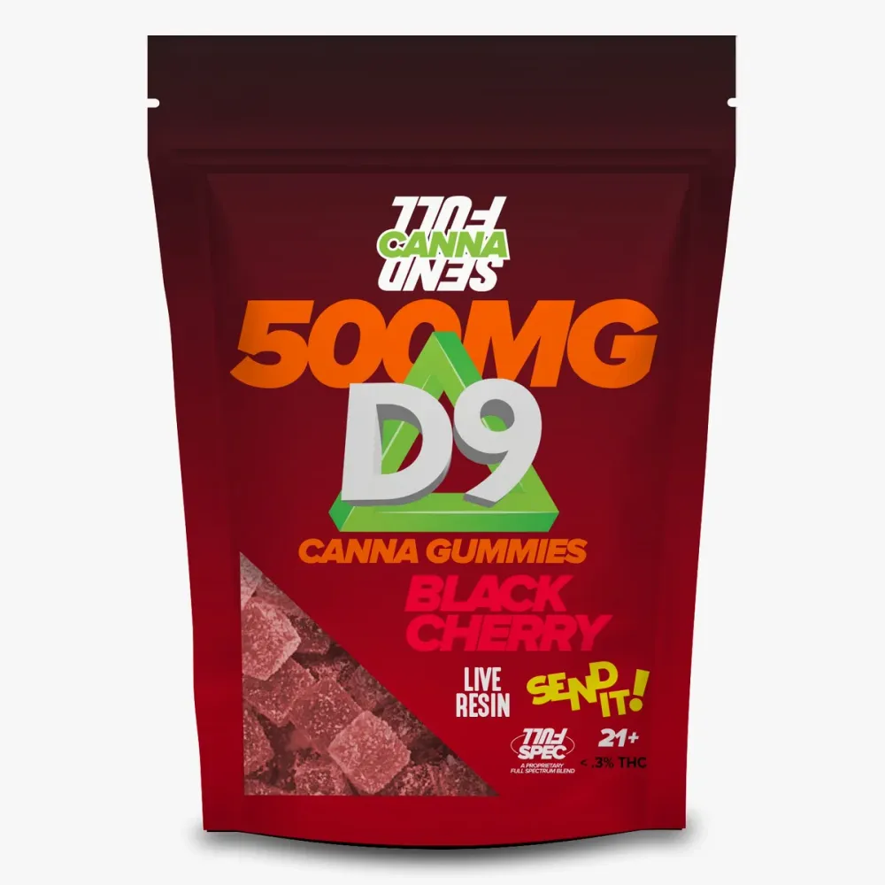 Full Send Delta 9 Gummies 500mg Black Cherry ( 5 Bag Box) | 500mg: Black Cherry