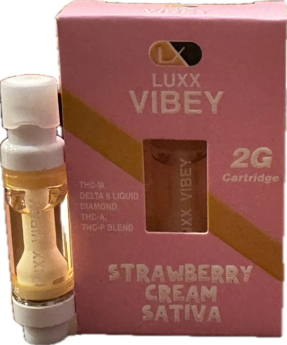 Luxx Vibey THCA-THC-P HHC liquid Diamond 2g Cartridge - Strawberry Cream | Sativa: Strawberry Cream