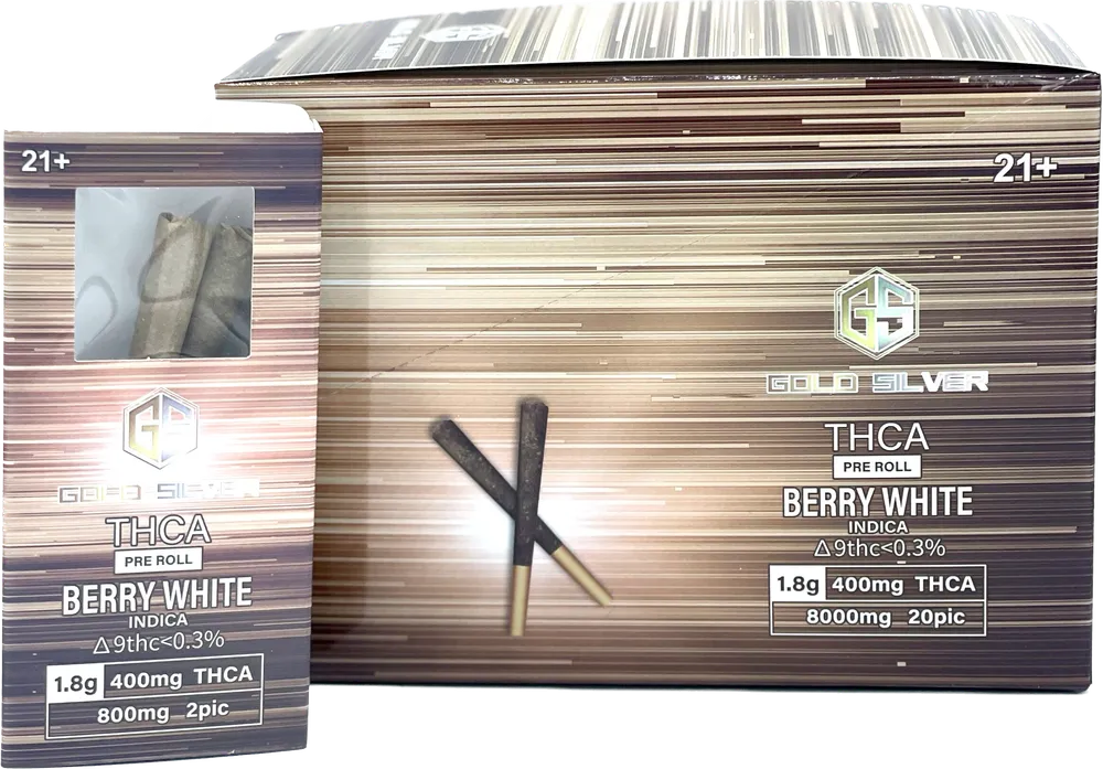 Gold Silver THC-A Pre Roll 2 Pack - Berry White (Indica) | Indica: Berry White 
