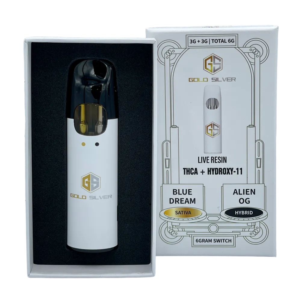 Gold Silver THC-A 6g Switch Disposable - Blue Dream -Alien OG