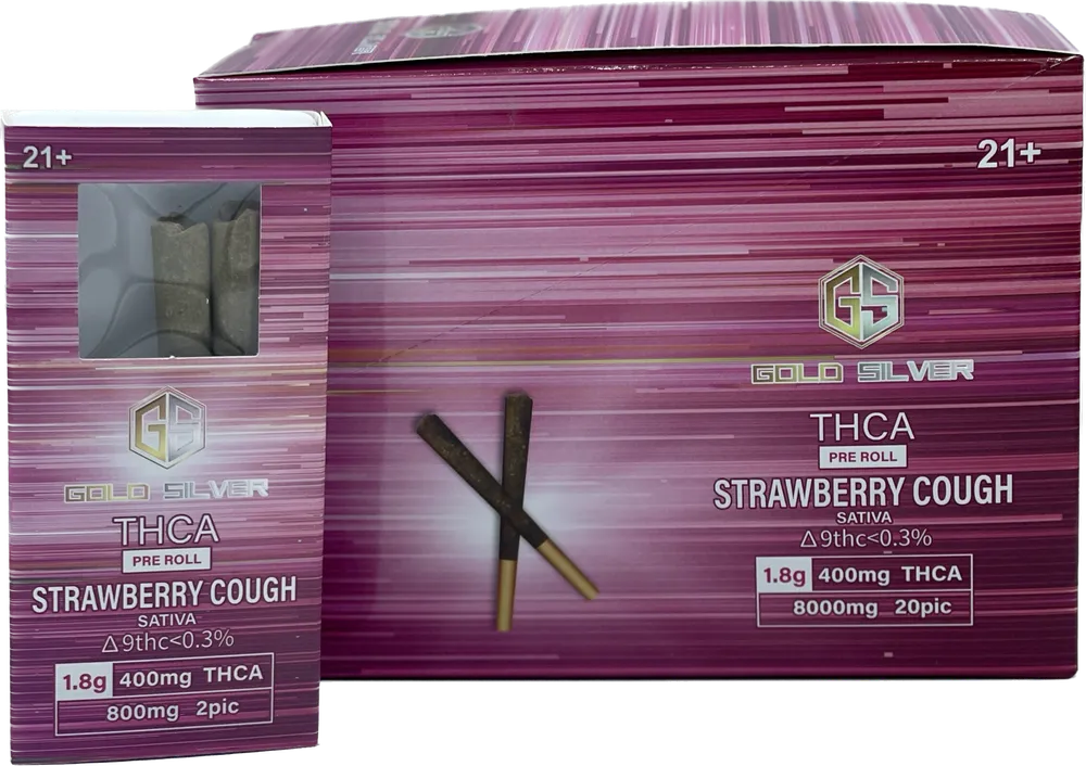 Gold Silver THC-A Pre Roll 2 Pack - Strawberry Cough (Sativa) | Sativa: Strawberry Cough