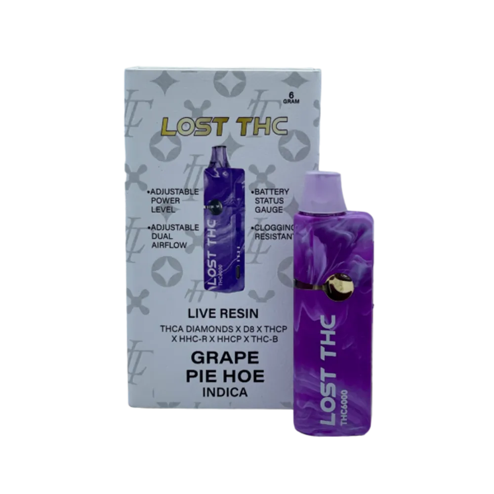 Lost THC 6 gram Disposable - Grape Pie Hoe | 6g Indica: Grape Pie Hoe