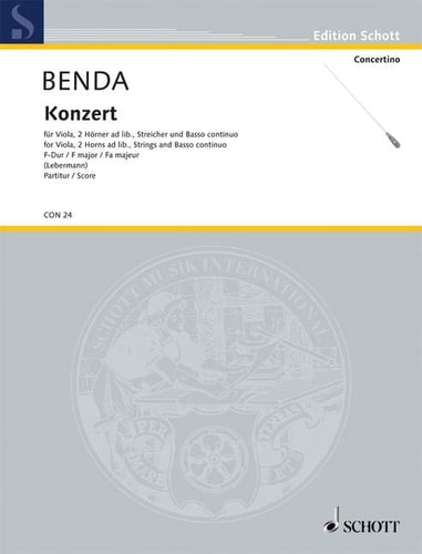 Concerto Fa majeur: früher Georg Benda zugeschrieben. viola and strings with harpsichord; 2 horns ad libitum. Partition.