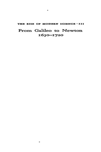 From Galileo to Newton, 1630-1720