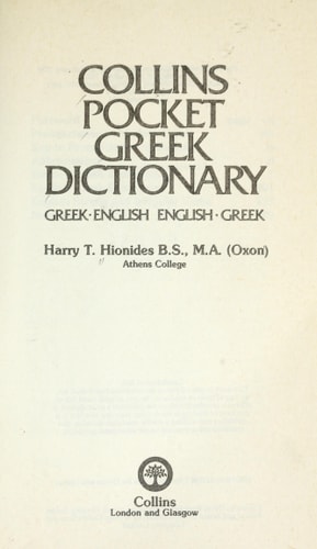 Collins pocket Greek dictionary: Greek-English, English-Greek