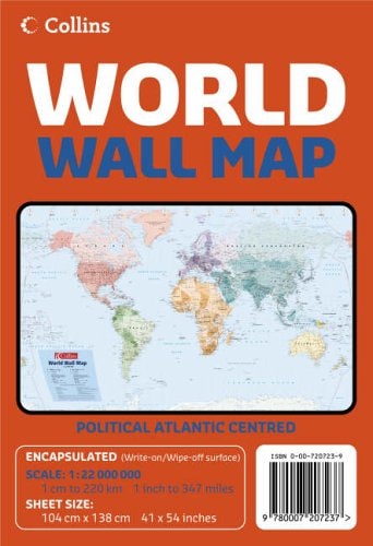 World Wall Map: Political Atlantic Centred