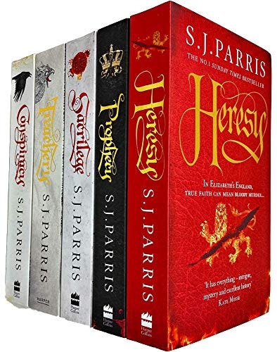 Giordano Bruno Series 5 Books Collection Set by S. J. Parris (Heresy, Prophecy, Sacrilege, Treachery & Conspiracy)
