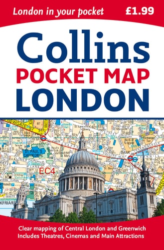 Collins Pocket Map London Clear Mapping of Central London and Greenwich Includes Theatres, Cinema and Main Attractions