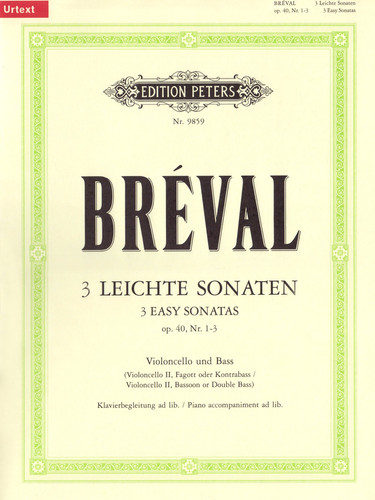 3 EASY SONATAS FOR CELLO AND BASS INSTRUMENT PIANO AD LIB. OP. 40 NOS. 1-3