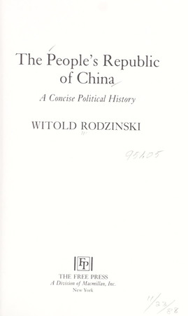 The People's Republic of China: reflections on Chinese political history since 1949