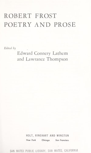 Robert Frost: Poetry and Prose