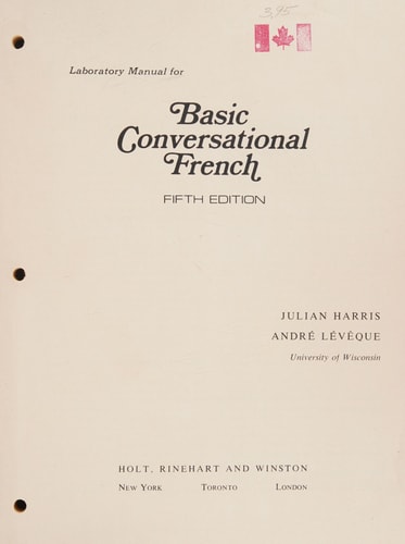 Laboratory Manual For Basic Conversational French, 5th Ed