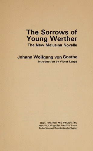 The Sorrows of Young Werther: The New Melusina Novelle