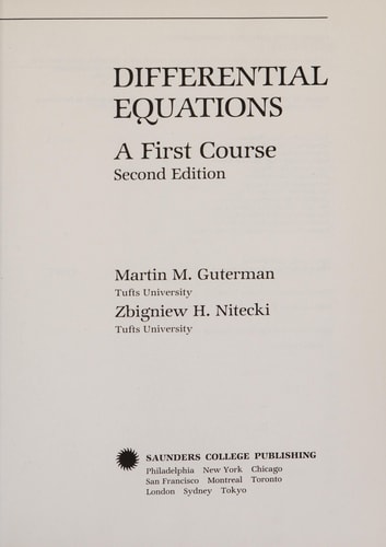 Differential Equations: A First Course