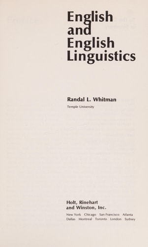 English and English Linguistics