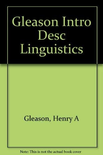 An Introduction to Descriptive Linguistics