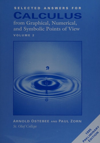 Selected Answers for Calculus from Graphical, Numerical, and Symbolic Points of View: Volume 2
