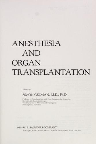 Anesthesia and Organ Transplantation