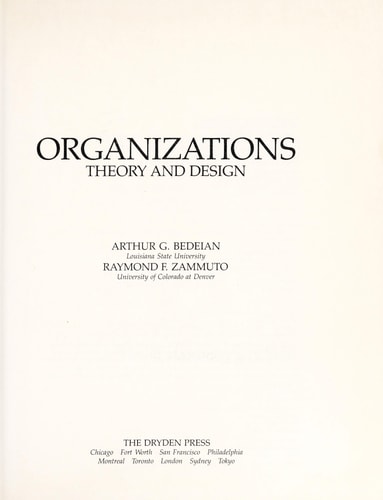 Organizations: Theory and Design