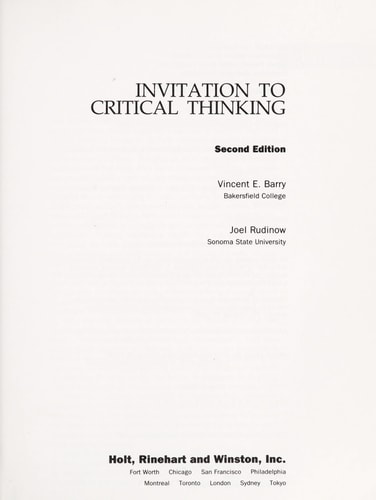 Invitation to Critical Thinking