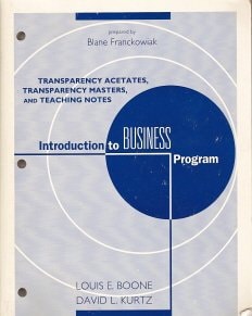 Introduction to Business Program: Transparency Acetates, Transparency Masters and Teaching Notes