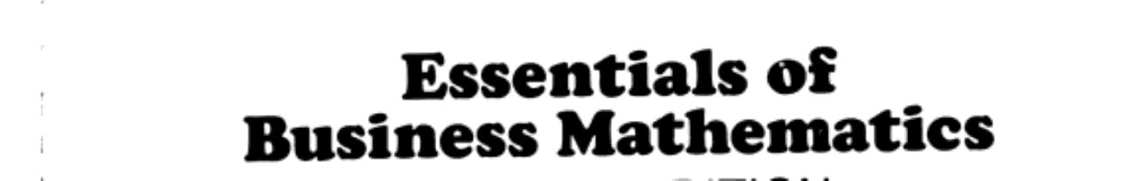 Essentials of Business Mathematics